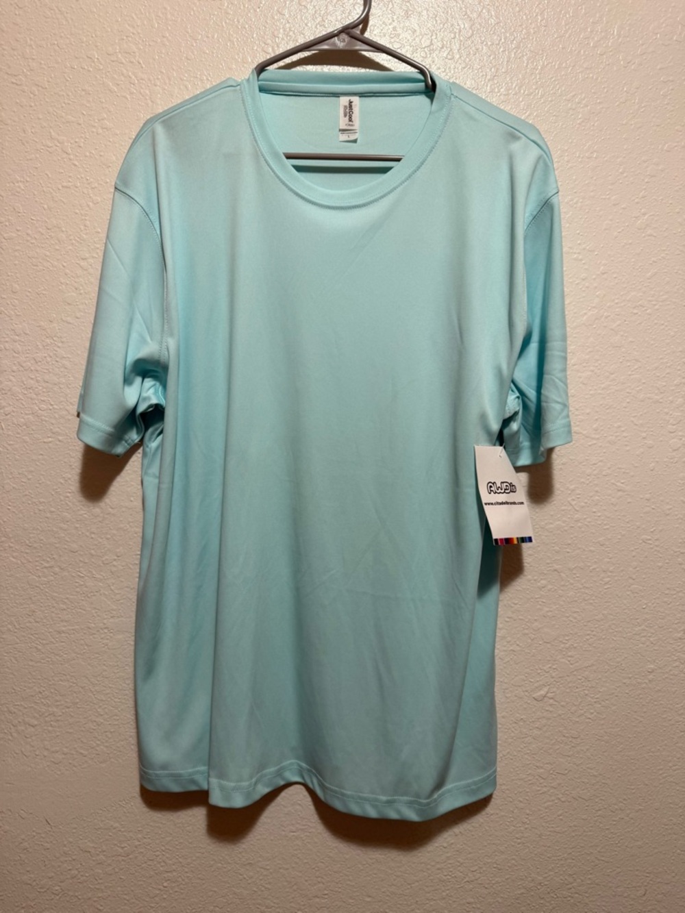 AWDis Just Cool Aqua Short Sleeve T-shirt Size Large Gym Wear Wicking Workout